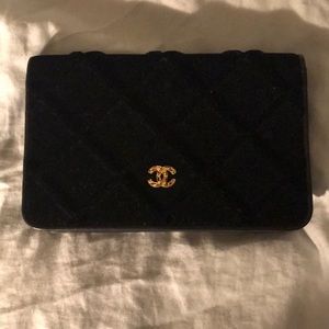 Authentic Chanel velvet wallet on chain (WOC)